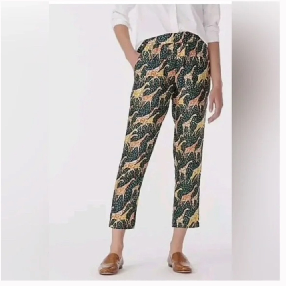 J. Crew Collection Pull-on silk-twill pant in giraffes